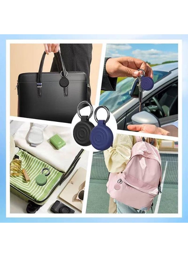 Protective Case Compatible with AirTags, Waterproof TPU Holder Case, Shockproof Anti-Scratch Cover with Keyring and Metal Catabiner, Tag Holder Protective Cover for Kids, Key, Bag, Luggage (Black D) - Image 2